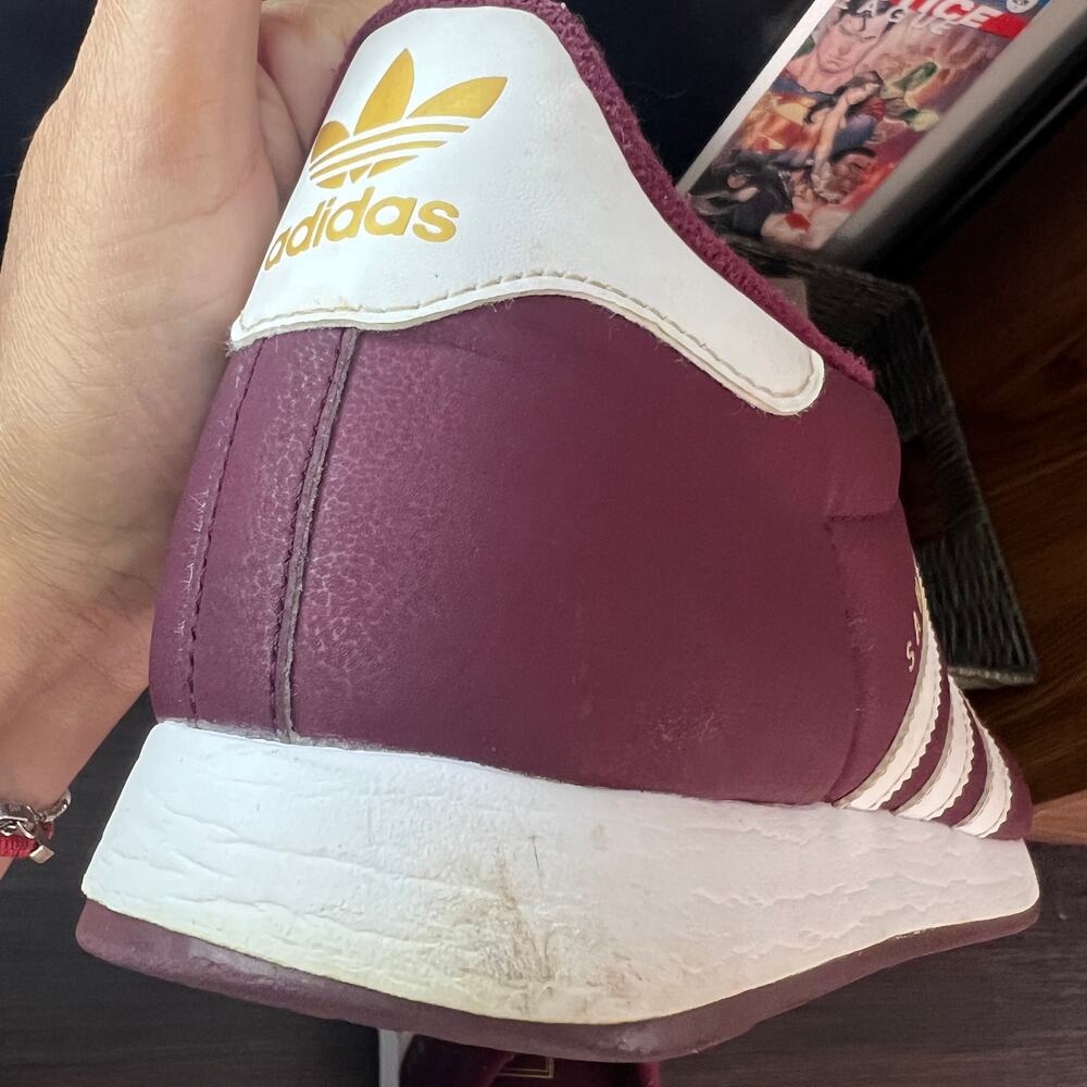 Adidas Samoa Burgundy White Sneakers Men’s Size 10 - Picture 6 of 14